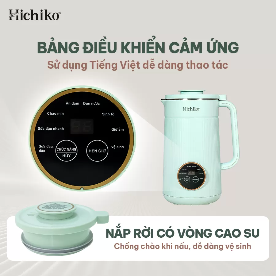 [Tặng công thức sữa hạt] Máy làm sữa hạt 1000ml Hichiko HC - 3502, 8 chức năng nấu đa dạng