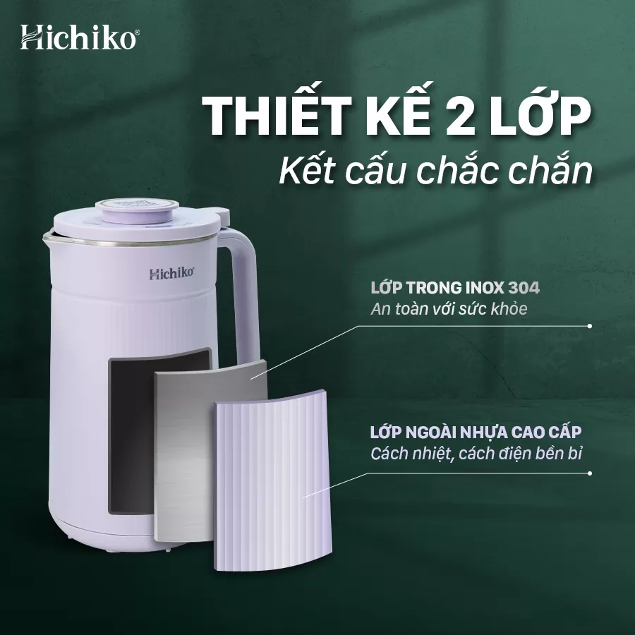 [Tặng công thức sữa hạt] Máy làm sữa hạt 1000ml Hichiko HC - 3502, 8 chức năng nấu đa dạng