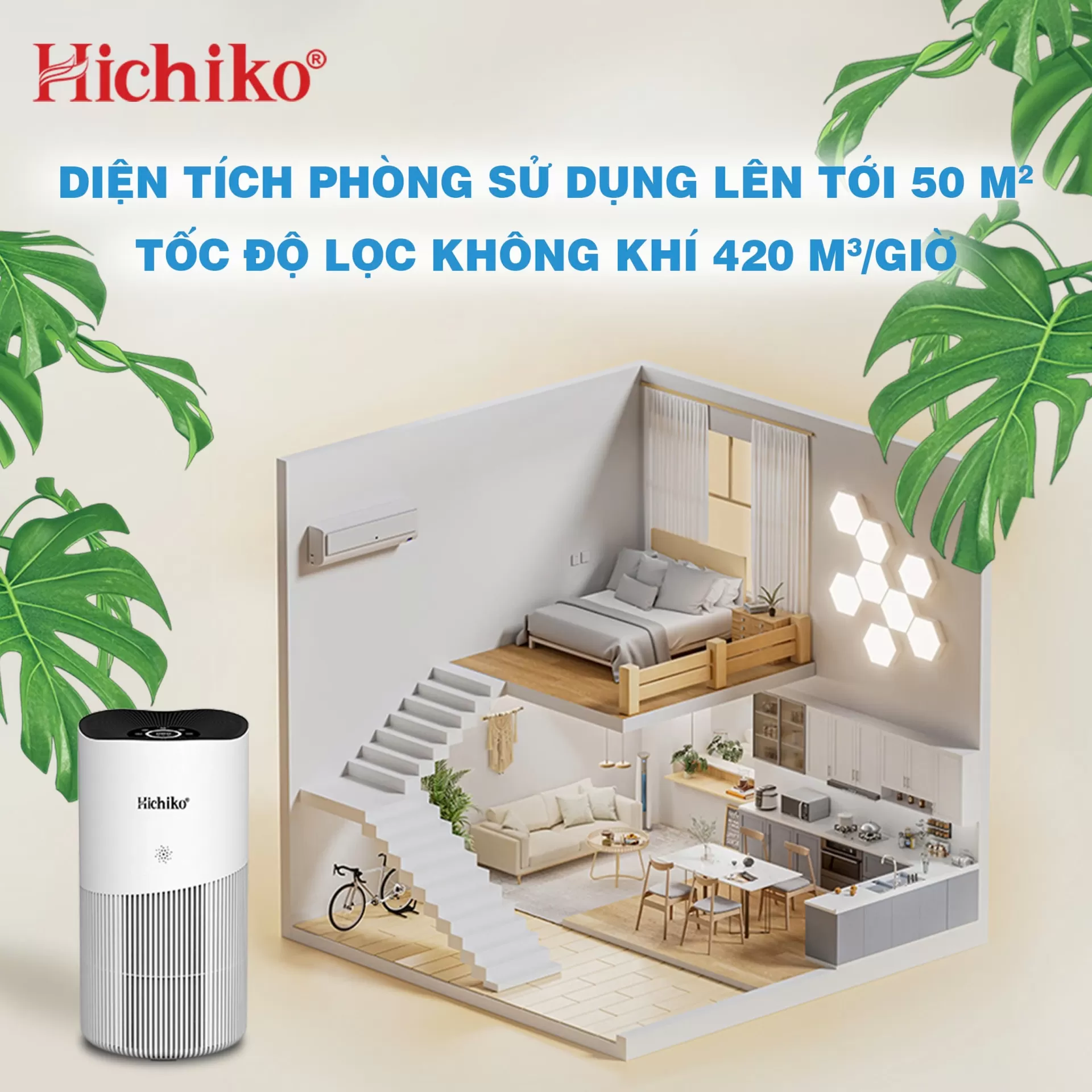 Lọc không khí Hichiko HC50K2 – Làn gió tinh khiết, sống khỏe mỗi ngày!