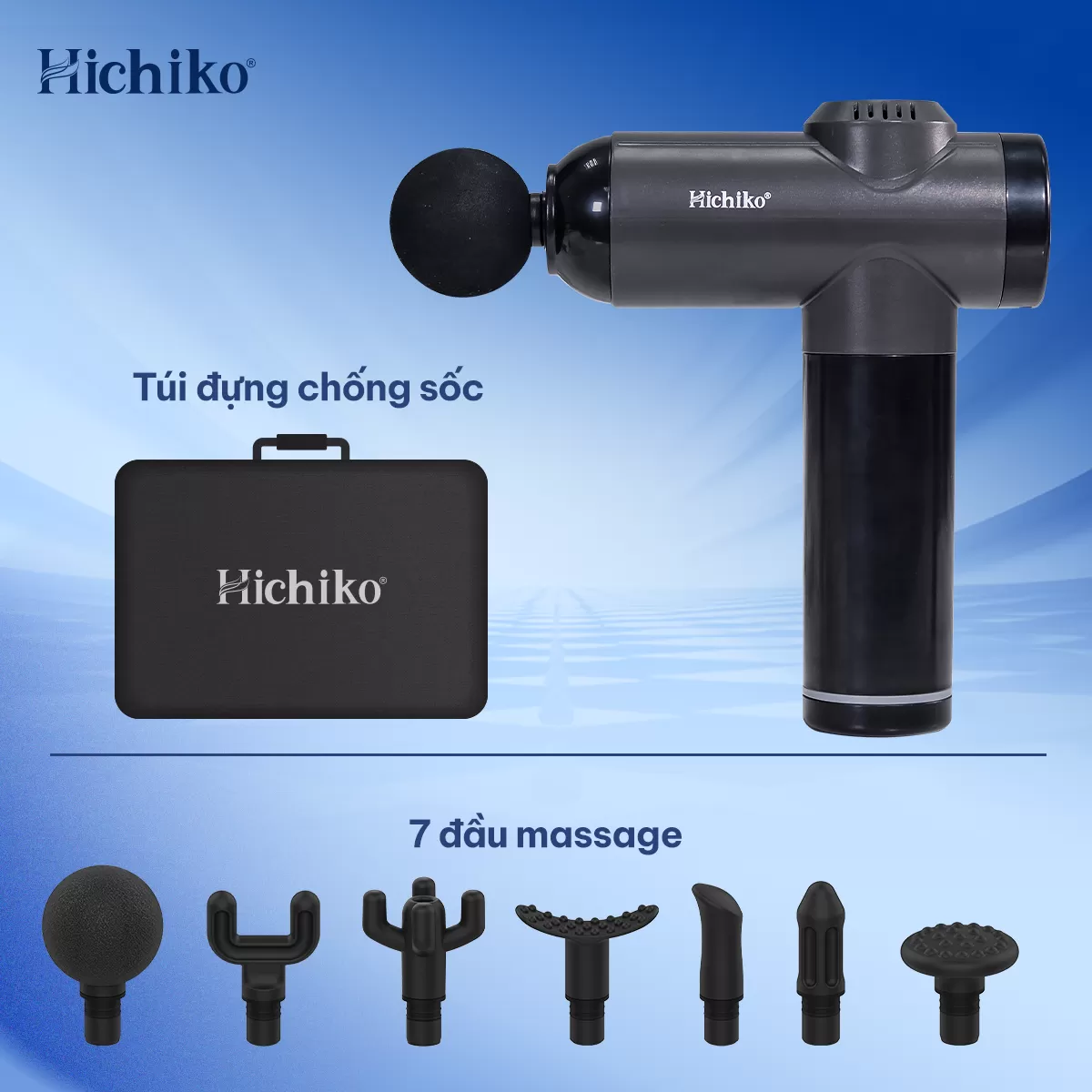 [Tặng kèm 7 đầu] Máy massage cầm tay Hichiko HC9701 - máy đấm lưng , massage trị liệu cổ vai gáy