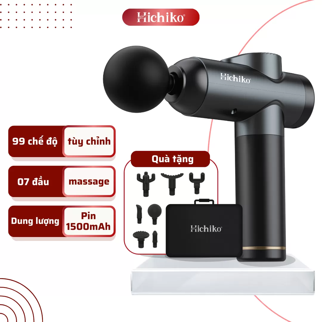 [Tặng kèm 7 đầu] Máy massage cầm tay Hichiko HC9701 - máy đấm lưng , massage trị liệu cổ vai gáy