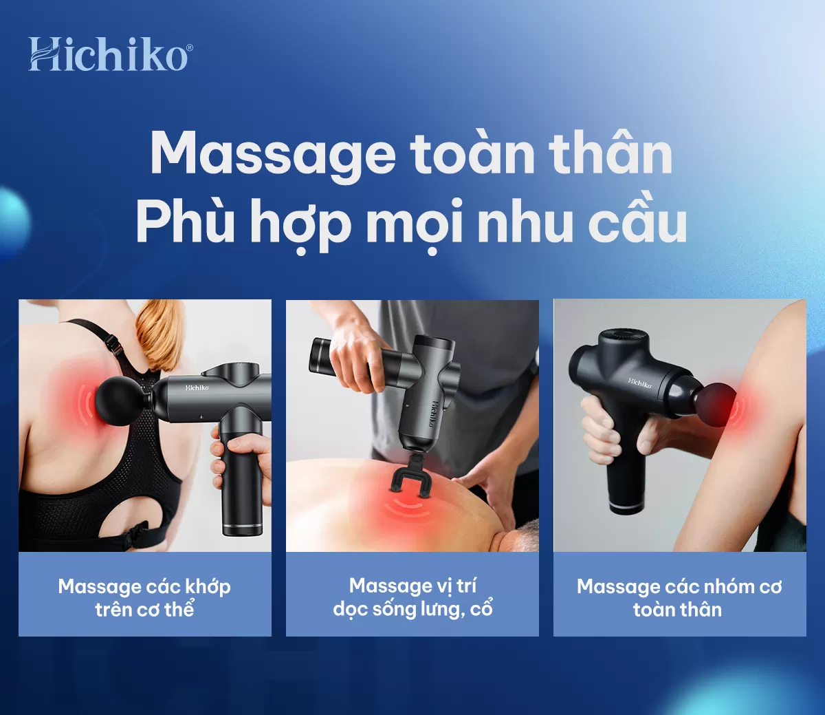 [Tặng kèm 7 đầu] Máy massage cầm tay Hichiko HC9701 - máy đấm lưng , massage trị liệu cổ vai gáy