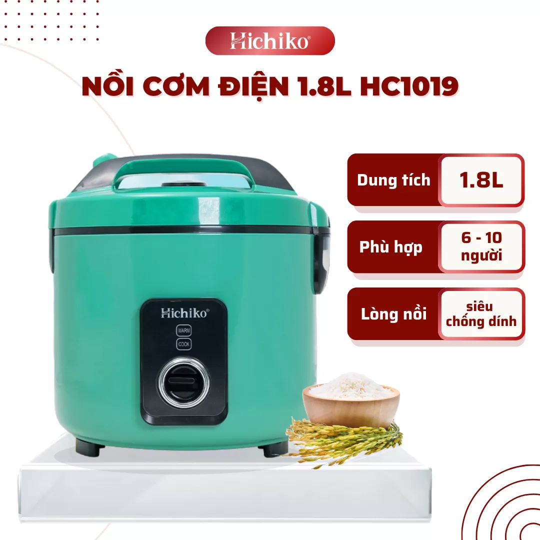 Nồi cơm điện 1.8L Hichiko HC - 1019, dành cho gia đình 6-10 người, nồi siêu chống dính