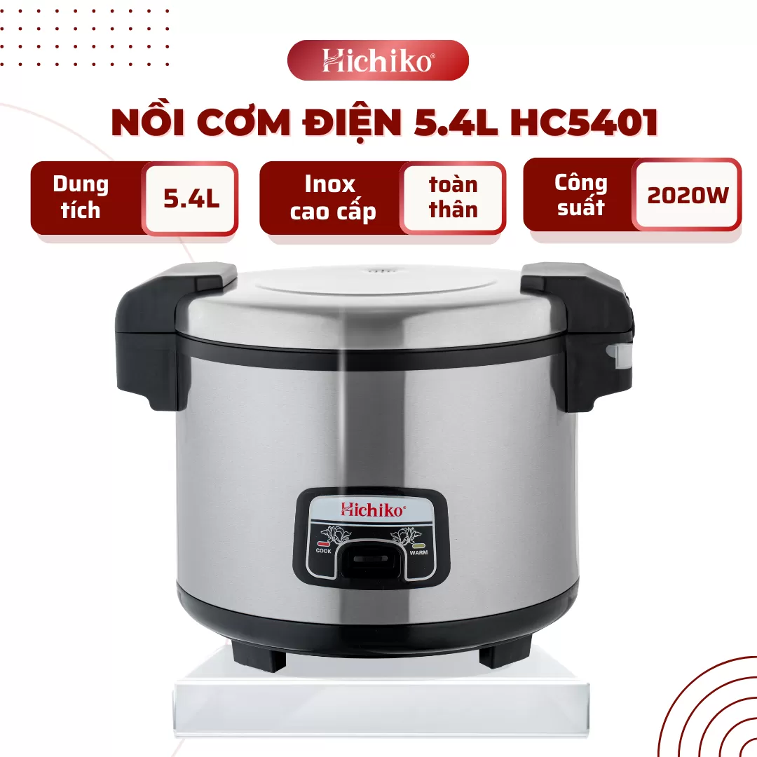 Nồi Nấu Cơm điện 5.4L Hichiko HC - 5401 cho công xưởng, Nấu Ăn dành cho từ 20 - 25 người ăn