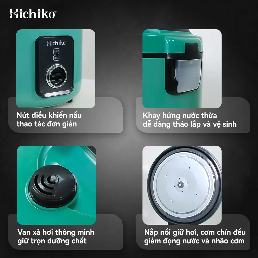 Nồi cơm điện 1.8L Hichiko HC - 1019, dành cho gia đình 6-10 người, nồi siêu chống dính