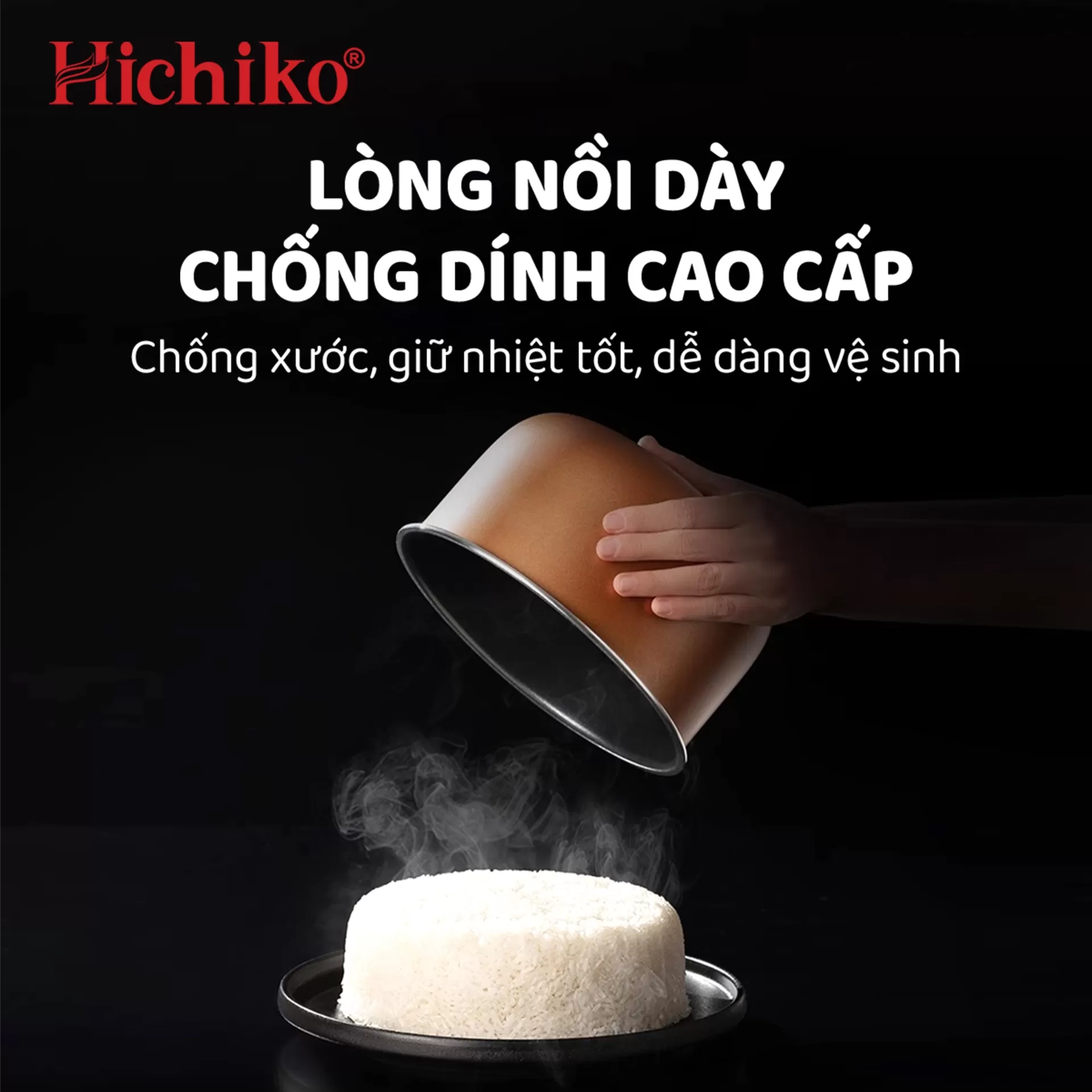[HC1021] NỒI CƠM QUAI XÁCH Hichiko HC1021 – 1.8L: Quai xách nhàn tay, cơm ngon đúng vị!