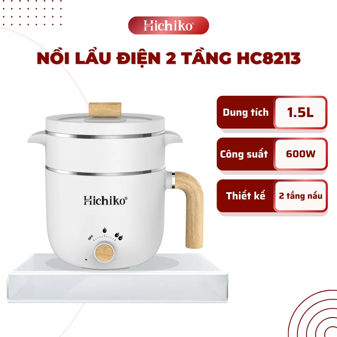 Nồi Lẩu Điện Mini Đa Năng 2 Tầng Tiện Lợi Hichiko HC8213