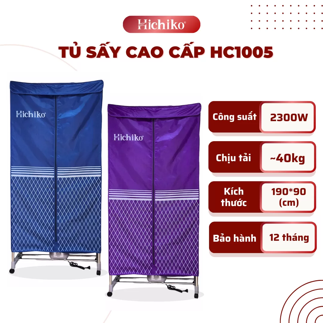 Tủ sấy quần áo 2000W, cao 1m9 không nhăn quần áo Hichiko HC 1005