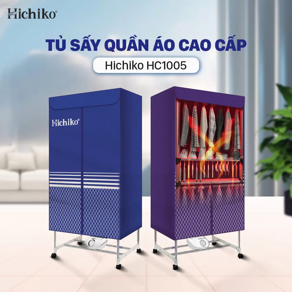Tủ sấy quần áo 2000W, cao 1m9 không nhăn quần áo Hichiko HC 1005